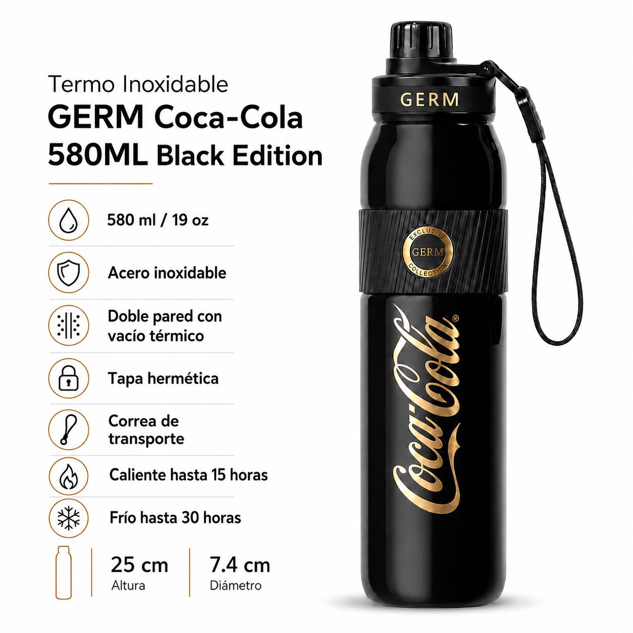 Termo Inoxidable GERM Coca-Cola 580ML Black Edition