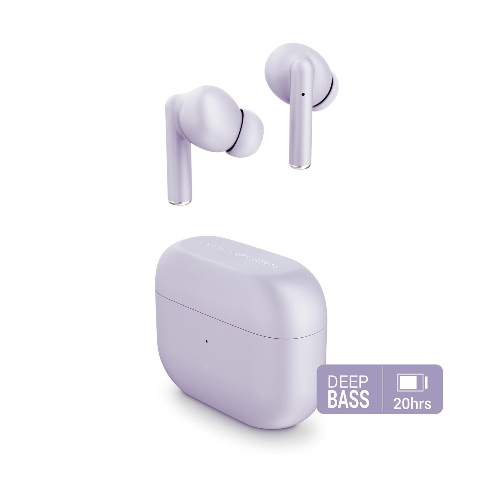 Audifonos Bluetooth TWS Energy Sistem Style 2 Purple Deep Bass 20Hrs