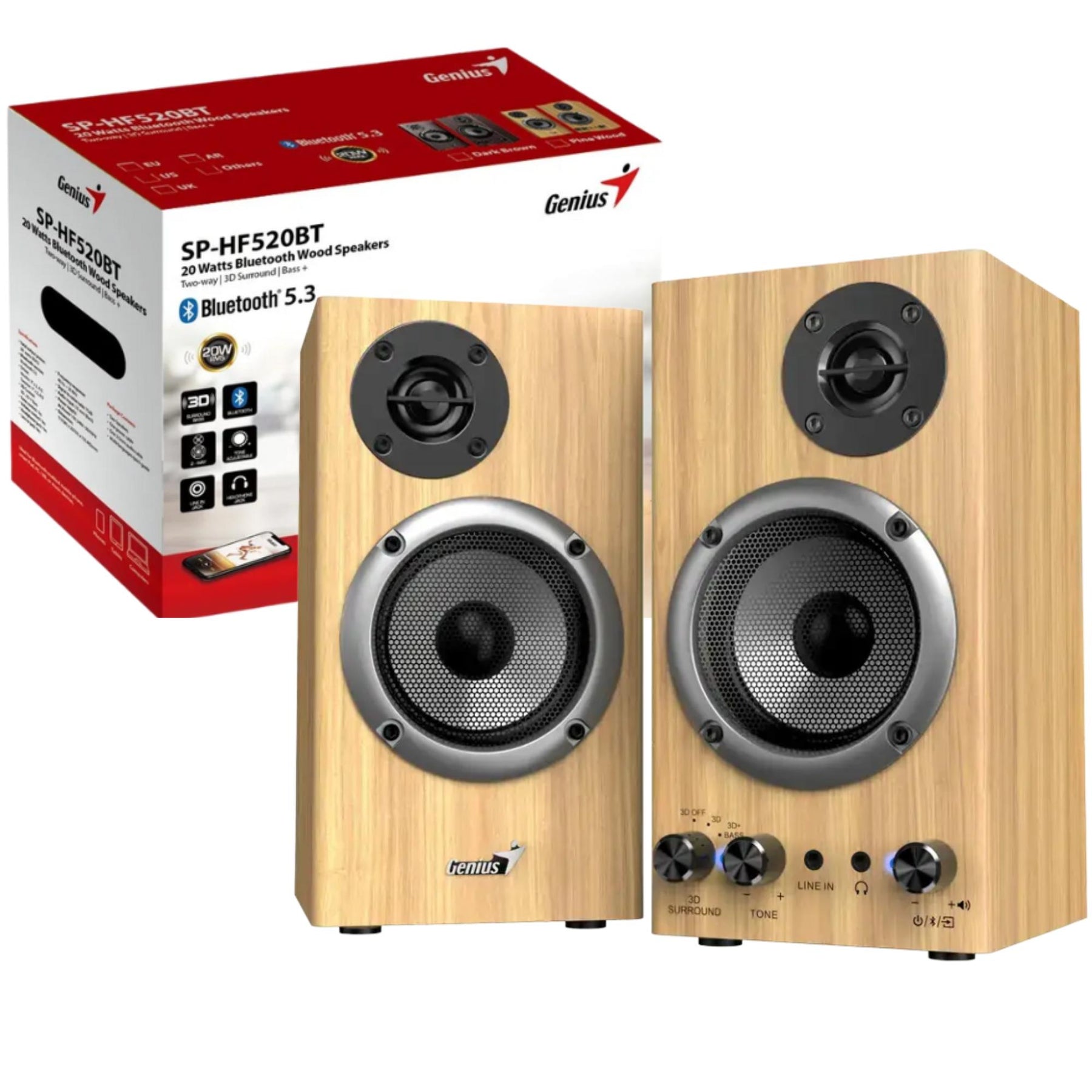 Parlantes Monitores Stereo 20W Audio3D HF520 Bluetooth