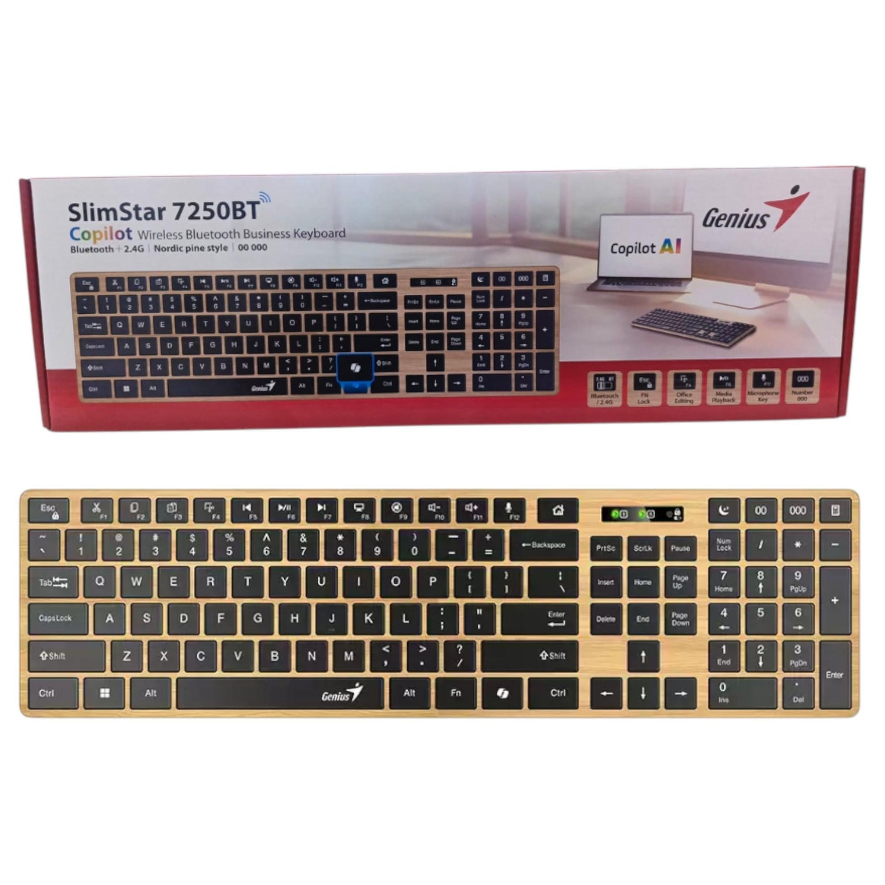 Teclado Dual Wireless Bluetooth + USB 2G Slimstar Copilot AI