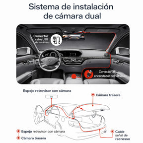 Dashcam Espejo Retrovisor Dual Cámara Frontal y Trasera FHD