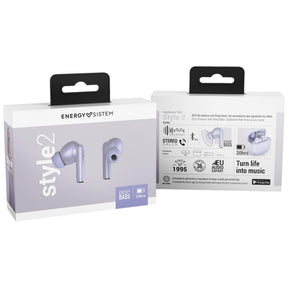 Audifonos Bluetooth TWS Energy Sistem Style 2 Purple Deep Bass 20Hrs