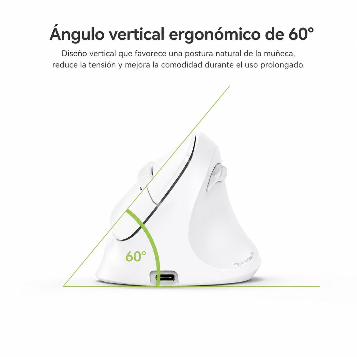 Mouse Vertical Ergonómico Dual Wireless Recargable Blanco