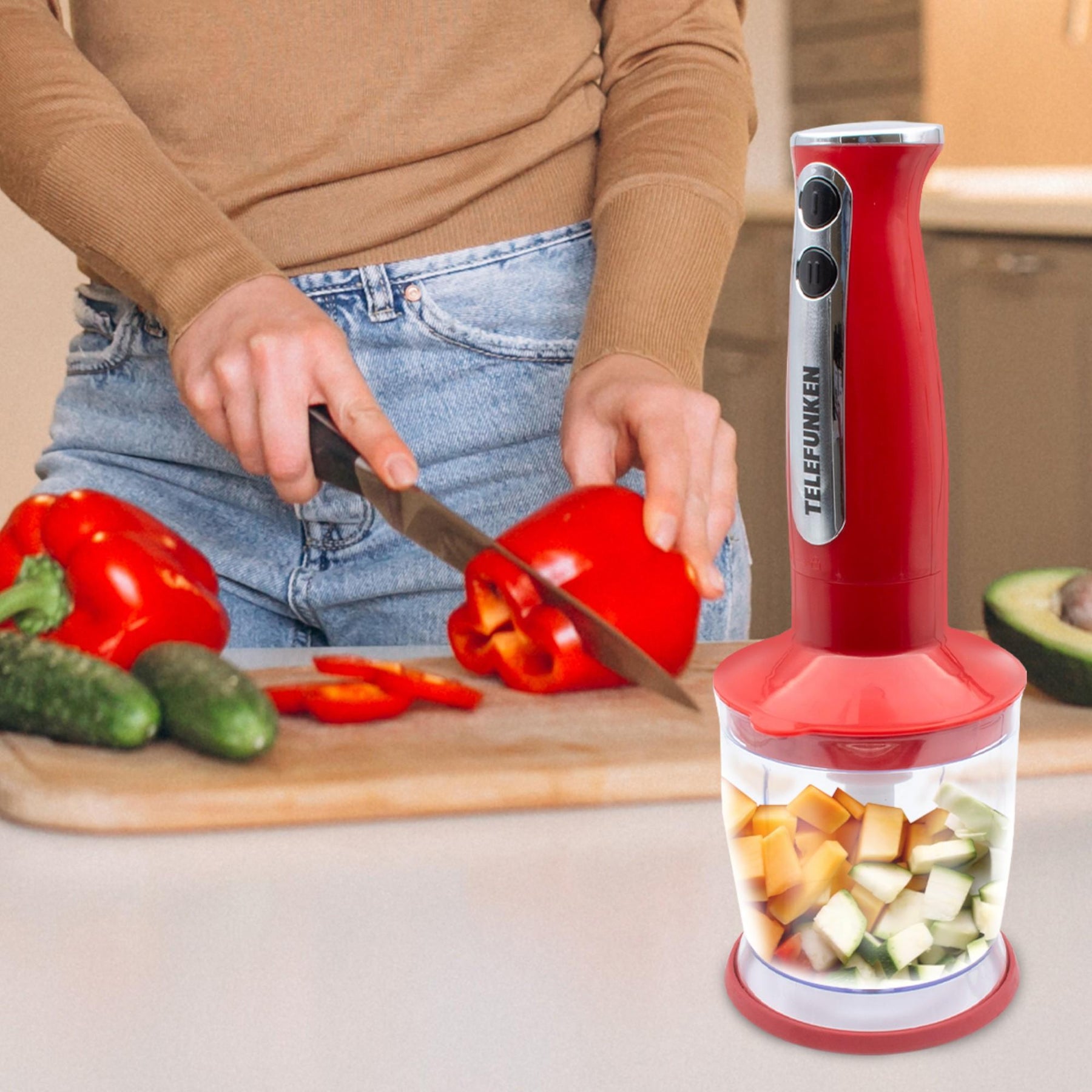 Batidora de Inmersión Telefunken 800W + Acc Multifuncionales