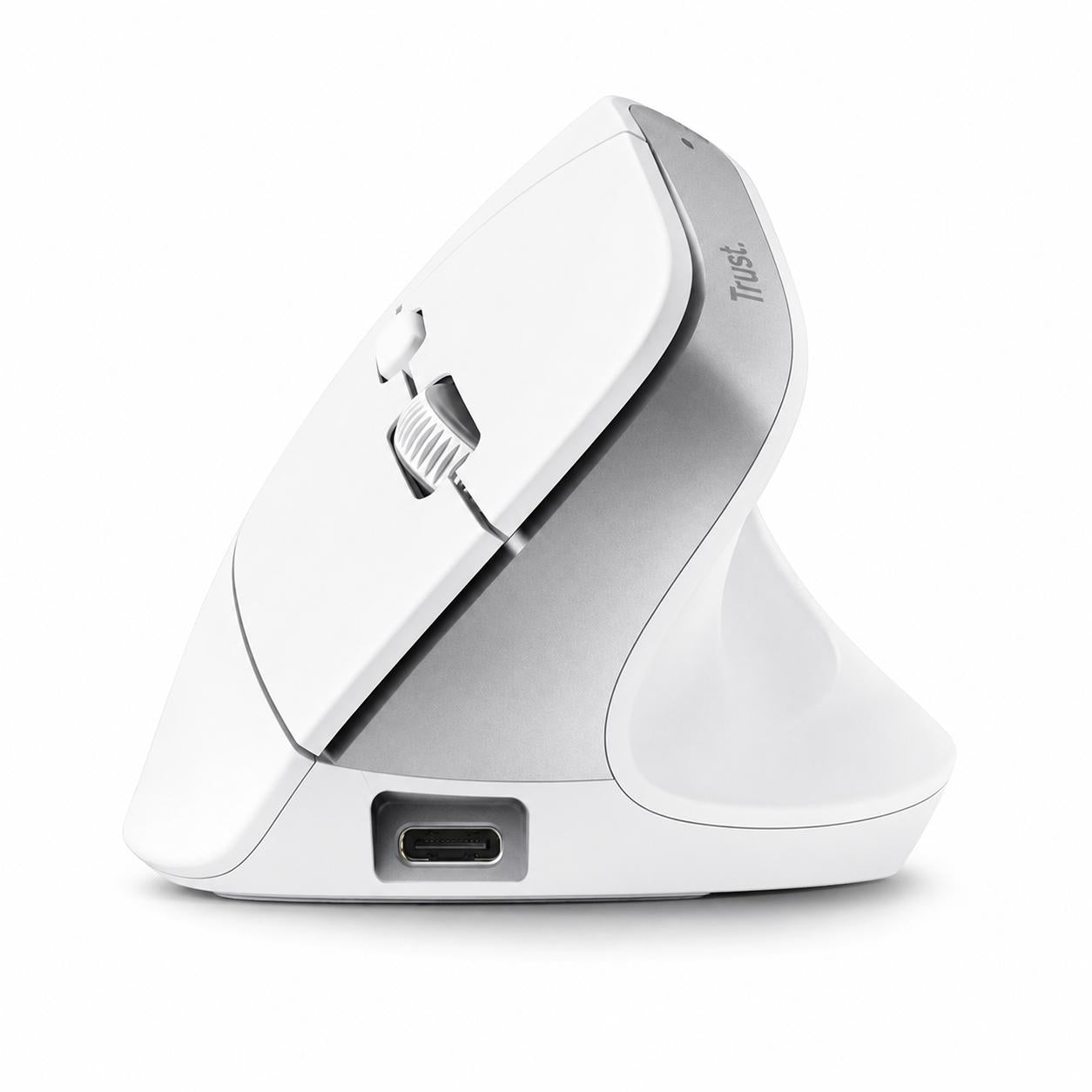 Mouse Vertical Inalámbrico Dual Ergonómico Trust Bayo+ White