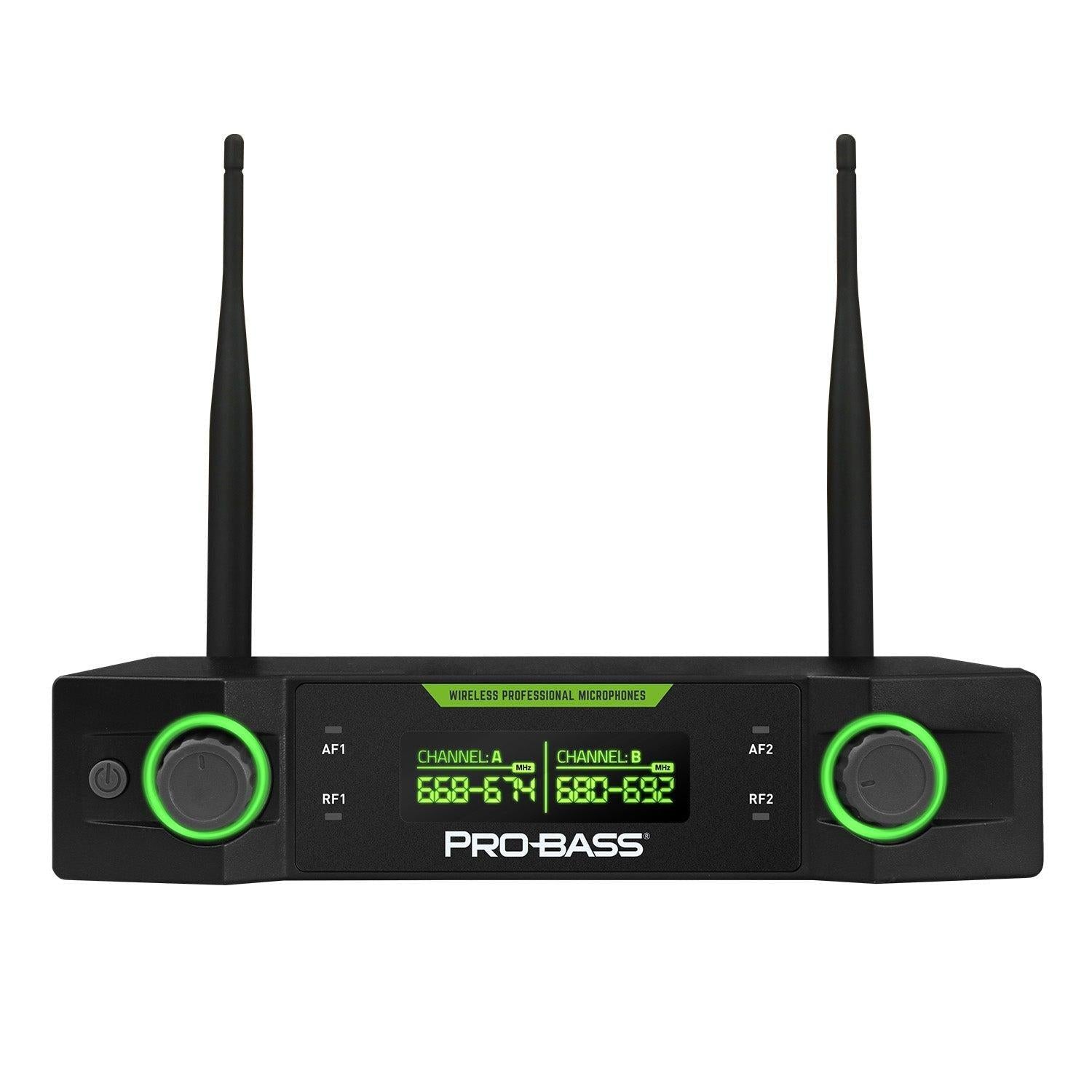 Pack de 2 Micrófonos Inalámbricos Profesionales  PROBASS UHF