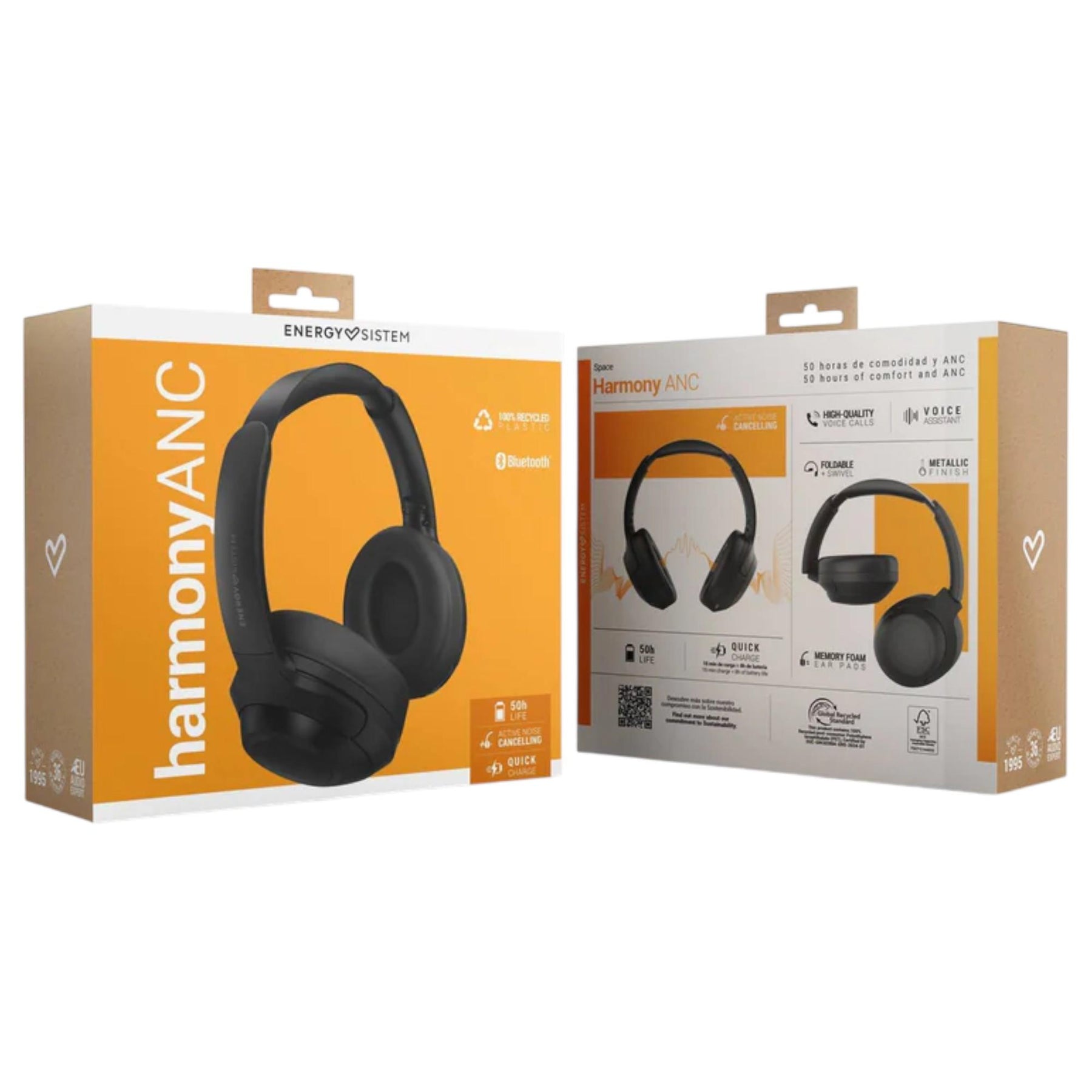 Audífonos BT Energy Sistem Harmony ANC Black 40hrs Autonomía