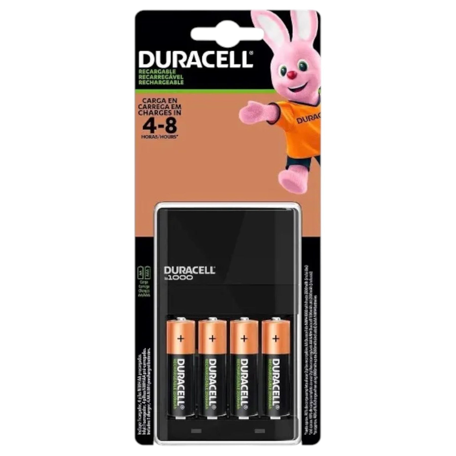 Cargador de Pilas Duracell + 4 Baterías A A Recargables