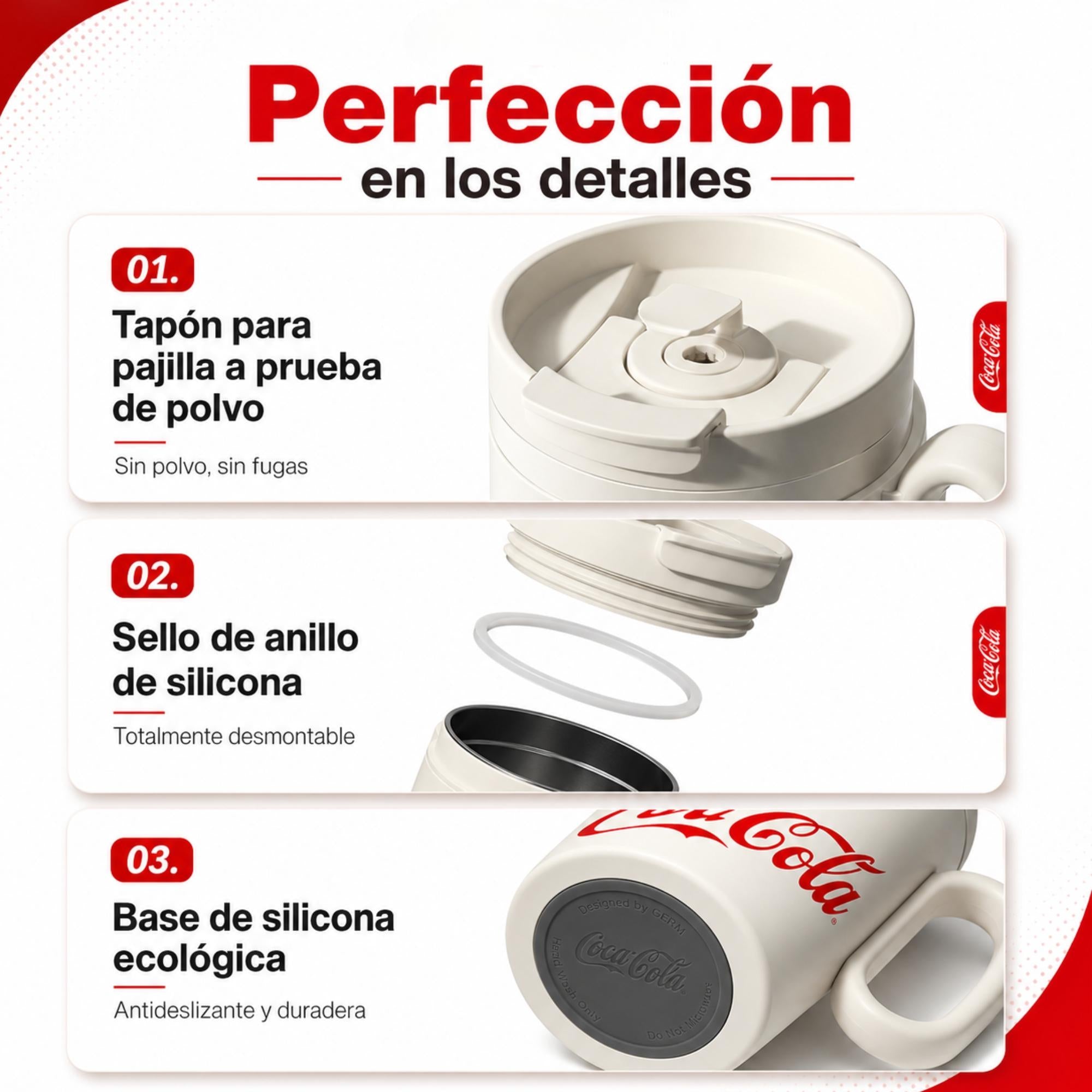 Vaso Térmico GERM Coca-Cola 1100ML White Acero Inoxidable