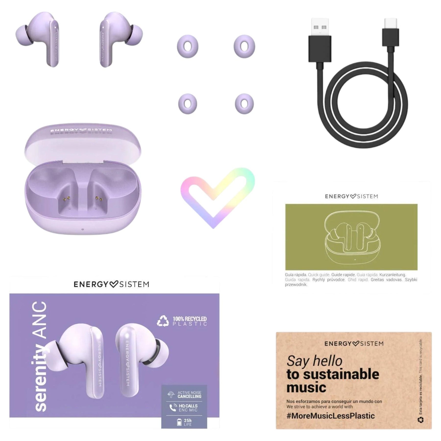 Audifonos Energy Sistem TWS Serenity ANC Violet 25H Autonomy