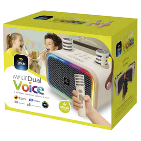 Parlante Karaoke de Niños + 2 Micrófonos Inalámbricos Blanco My Lil Dual Voice RGB