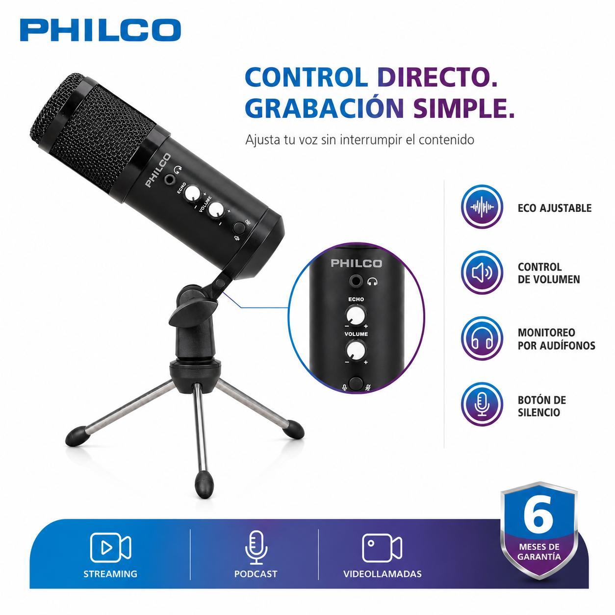 Micrófono Condensador USB Antipop Alta Fidelidad con Trípode