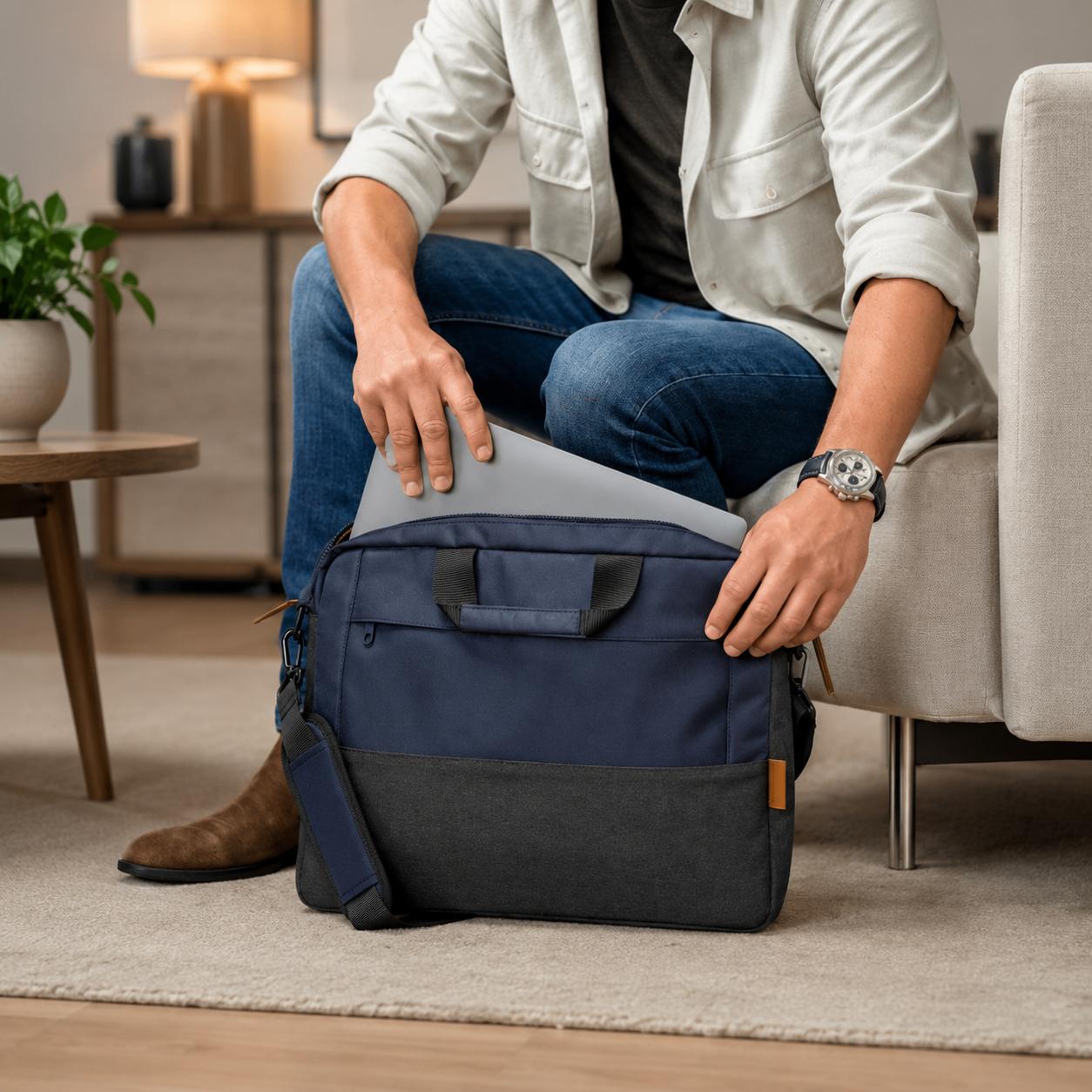Bolso Notebook Trust Lisboa 16" Max Ultra Delgado Navy