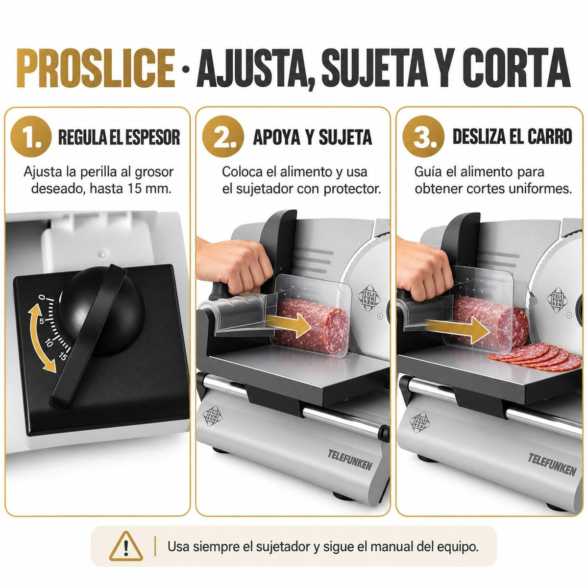 Cortadora de Fiambres 200W con Corte Ajustable ProSlice
