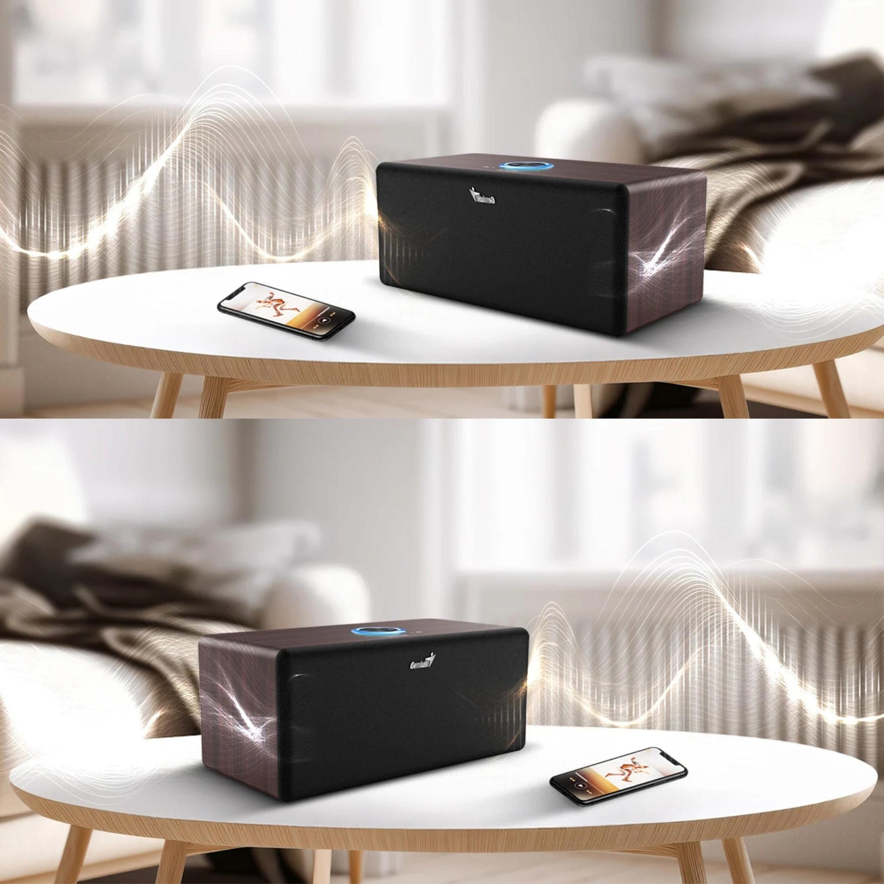 Parlante Genius Dark Brown Elegant 20W RMS Bluetooth HF505BT