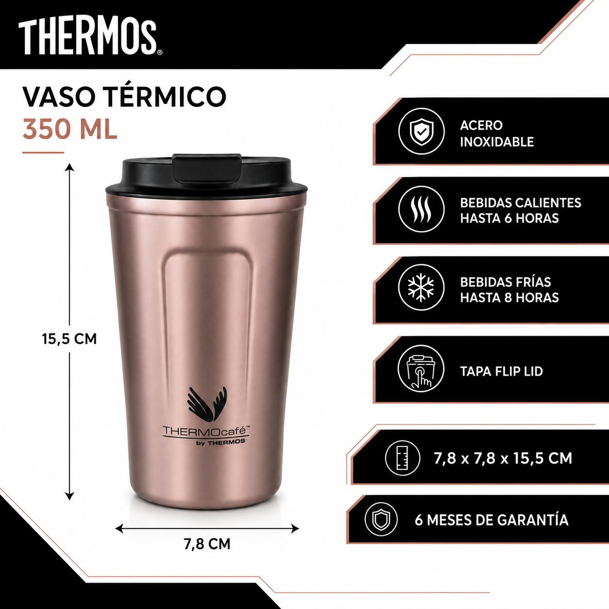 Vaso Termico MUG Thermos Rose Gold  Acero Inoxidable 350ML