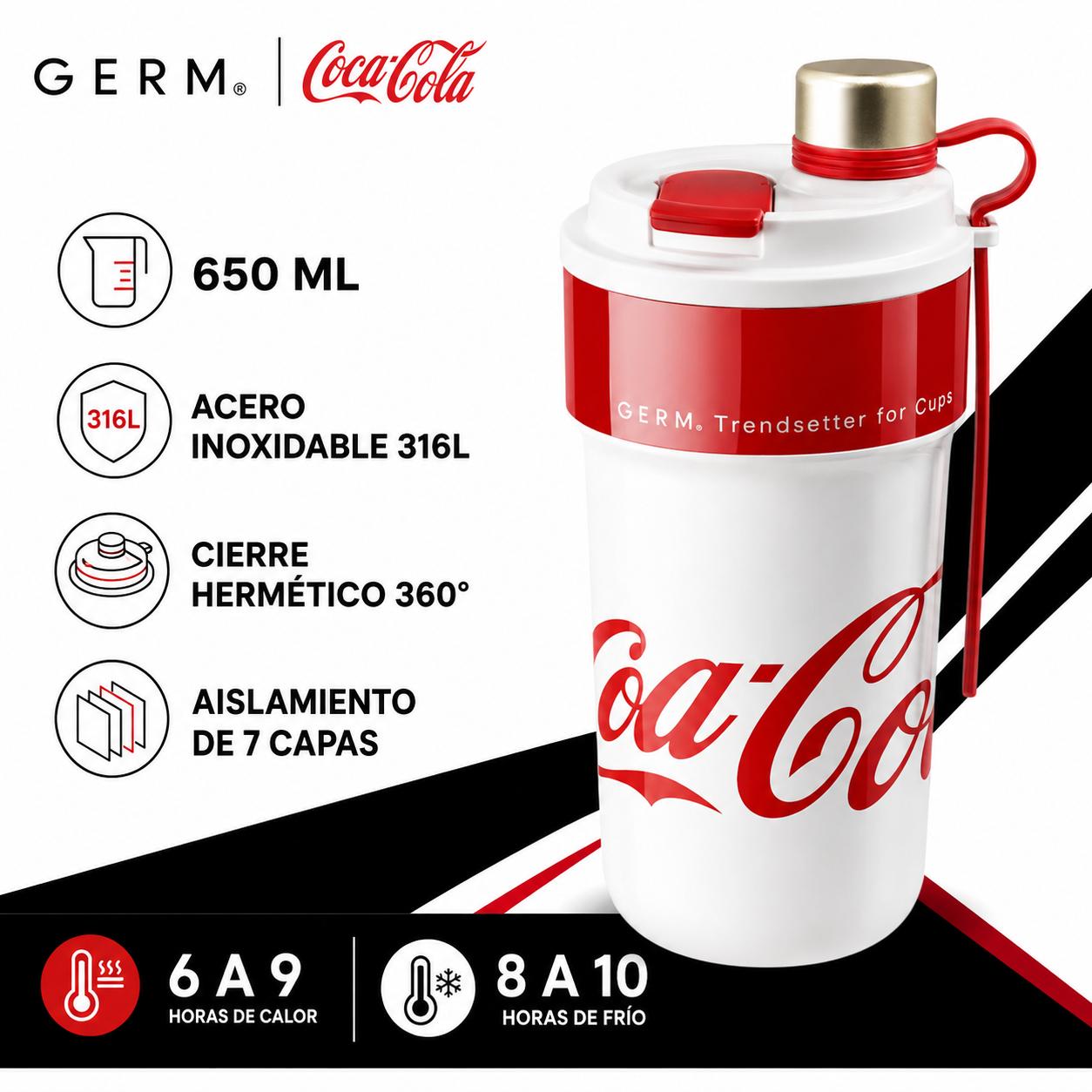 Vaso Térmico MUG Germ Coca-Cola Acero Inoxidable 650ML White
