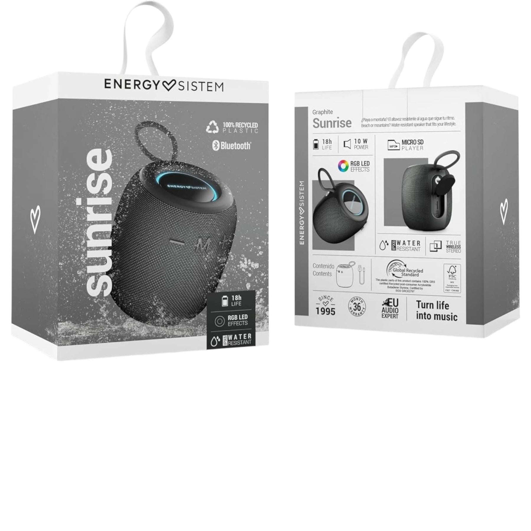 Parlante Bluetooth Energy Sistem Sunrise Black IPX6/10W/18Hr