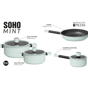 Pack Batería de Cocina Profesional KW Forged Aluminum Mint
