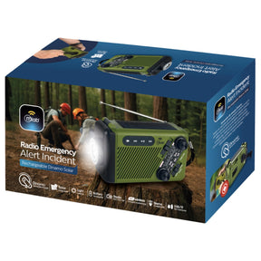 Radio de Emergencia Solar Recargable + Dinamo AM/ FM/ SW/ BT Green Edition