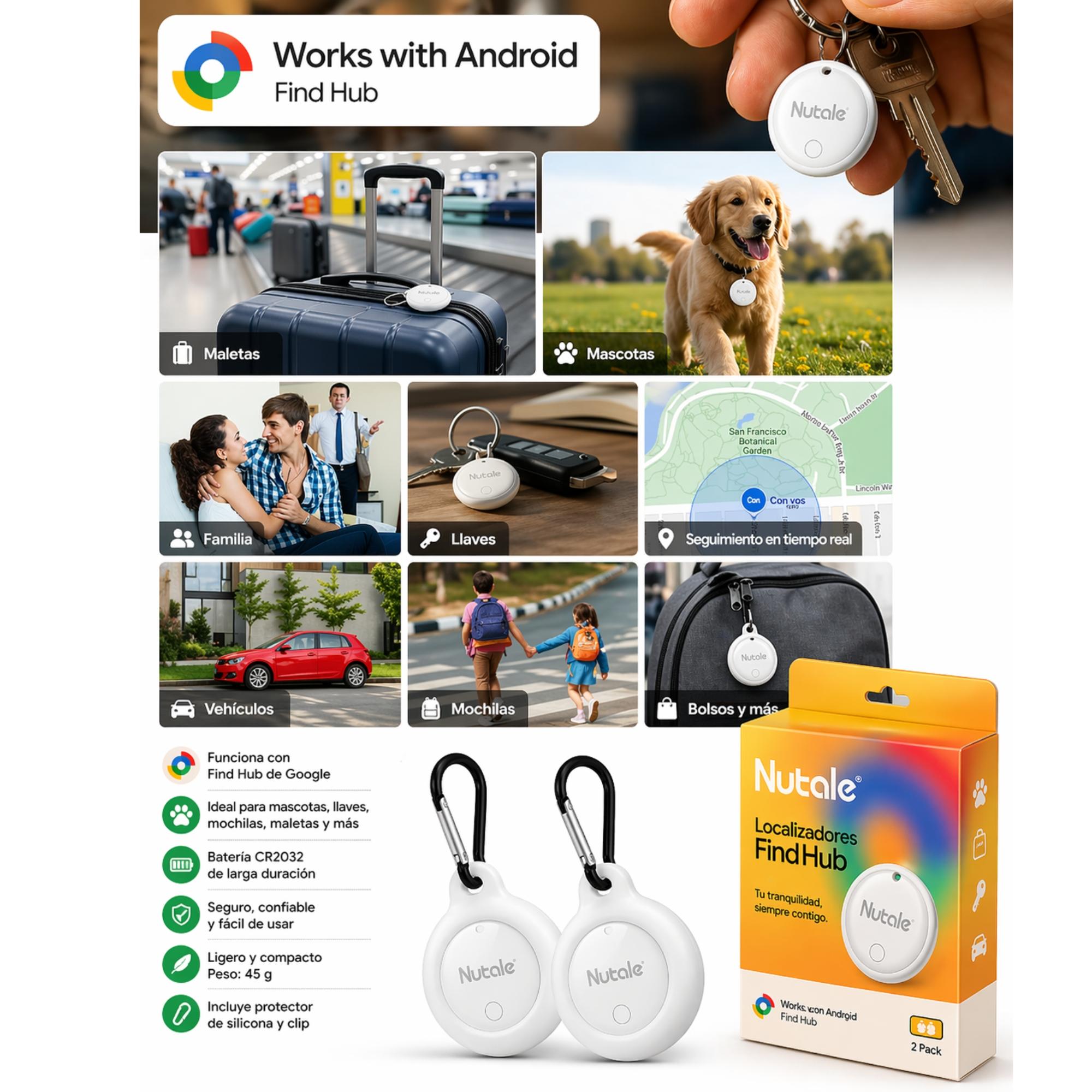 KIT de 2 Localizadores GPS  para Android Find Hub Google