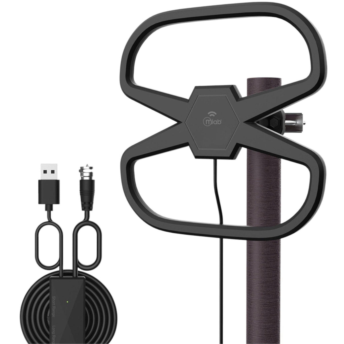 Antena de TV Digital HDTV Amplificada 32DBI / 10MT / Ext-Int