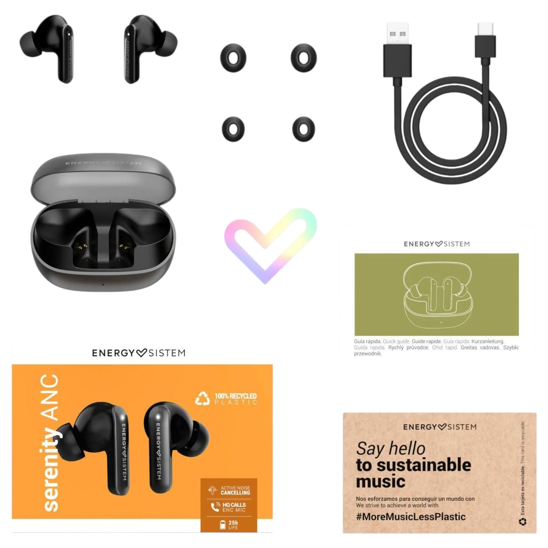 Audifonos Energy Sistem Serenity + ANC Black 25Hrs Autonomía