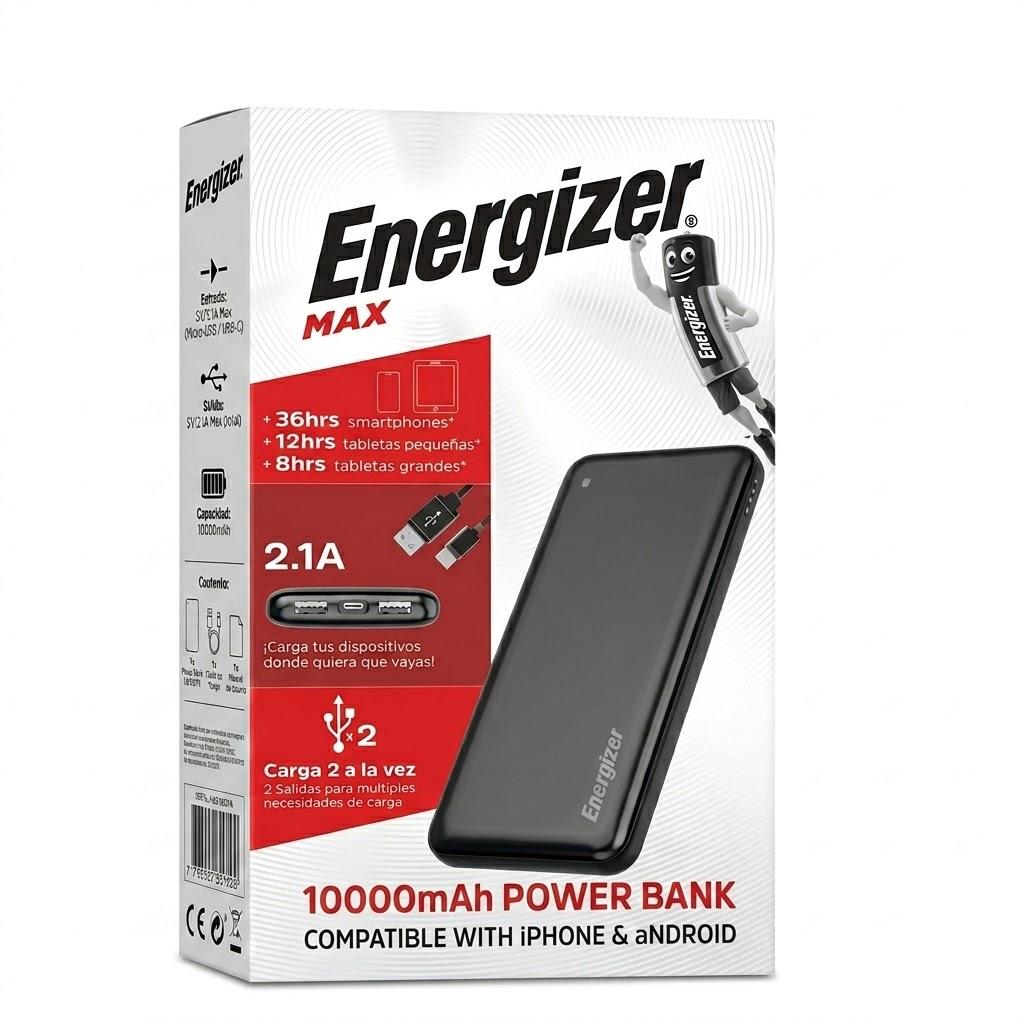 Powerbank Energizer Multipuertos 10000 MAh Black
