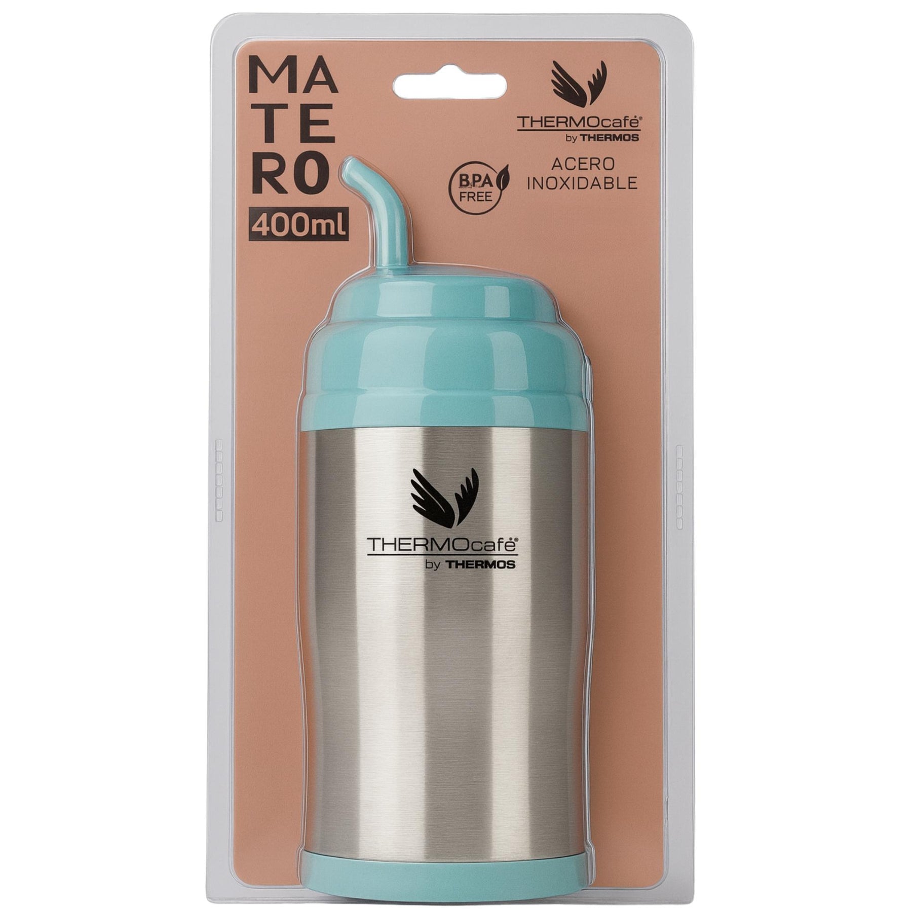 Vaso Térmico MUG Matero Acero Inoxidable Aqua 400ML+Bombilla
