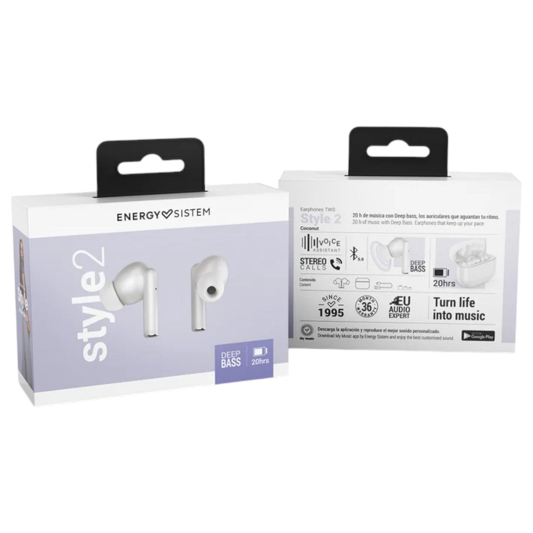 Audifonos Bluetooth TWS Energy Sistem Style 2 Perl Deep Bass 20Hrs