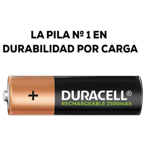 Cargador de Pilas Duracell + 4 Baterías A A Recargables