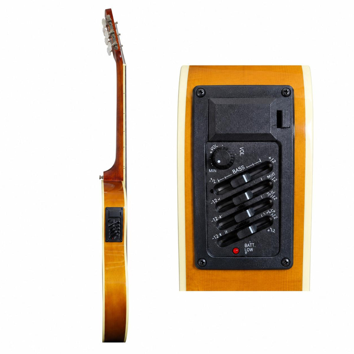 Guitarra Electroacústica Sevillana Cutaway Ultra Delgada Natural con Ecualizador y Funda