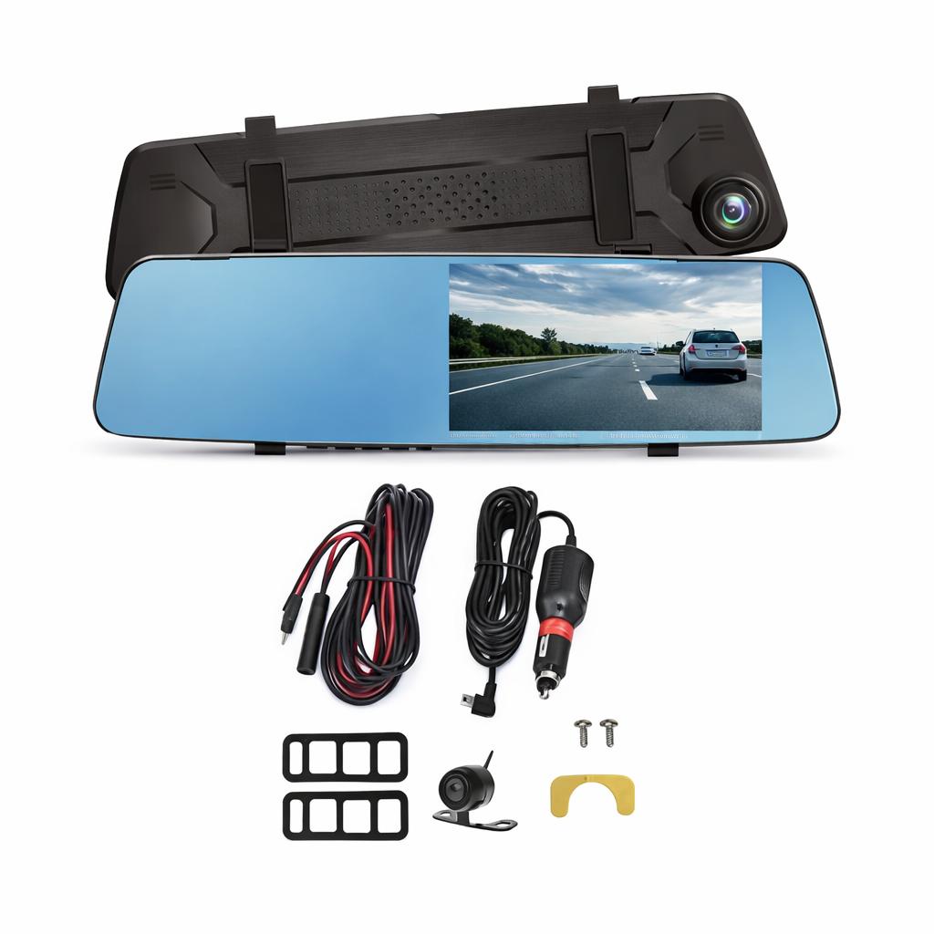 Dashcam Espejo Retrovisor Dual Cámara Frontal y Trasera FHD