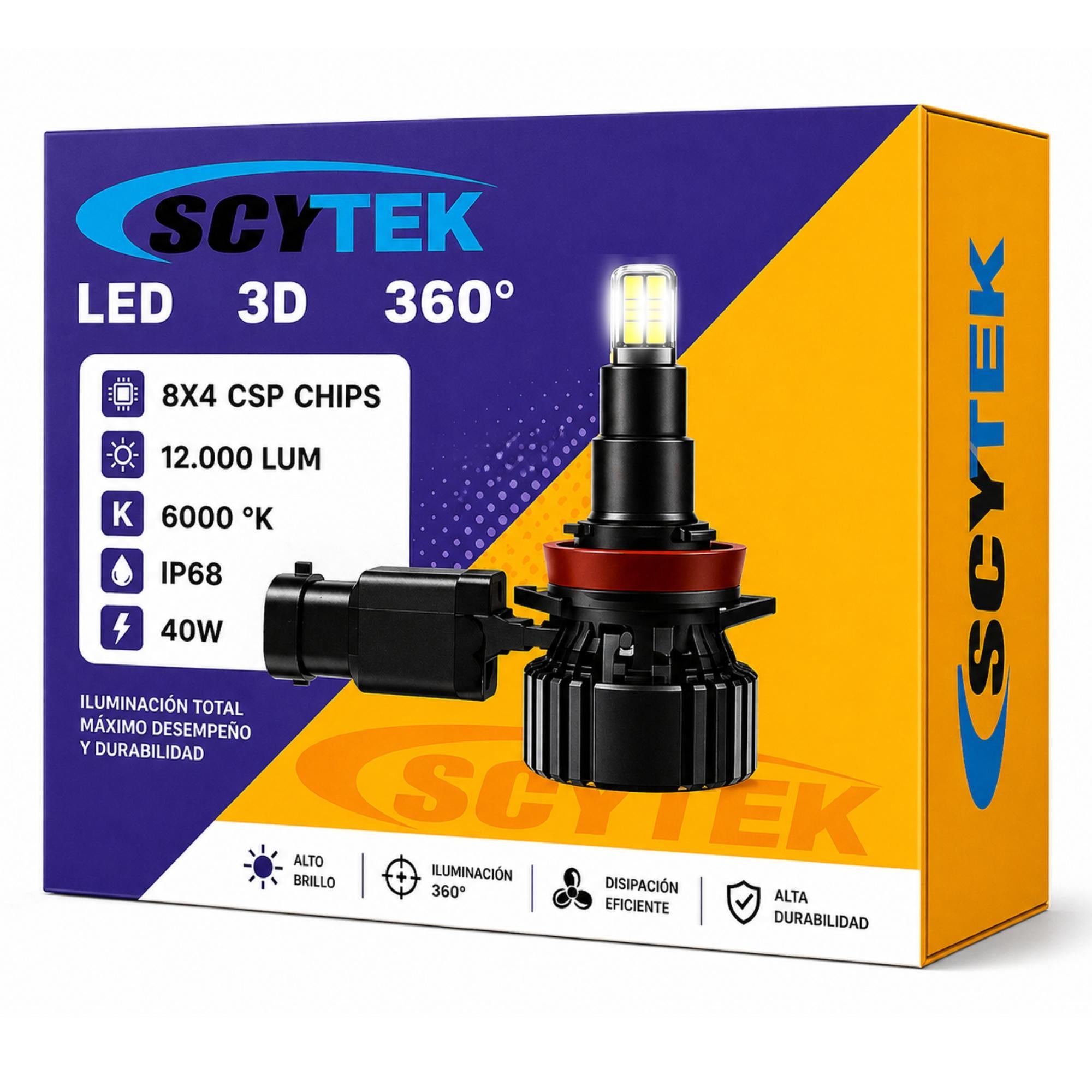 Kit de Luces Turbo LED H11 Canbus 12000Lm 3D 360° 40W 6000K