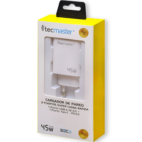 Cargador Pared 45W GAN PD Type-C + USB Tecmaster SEC 200540