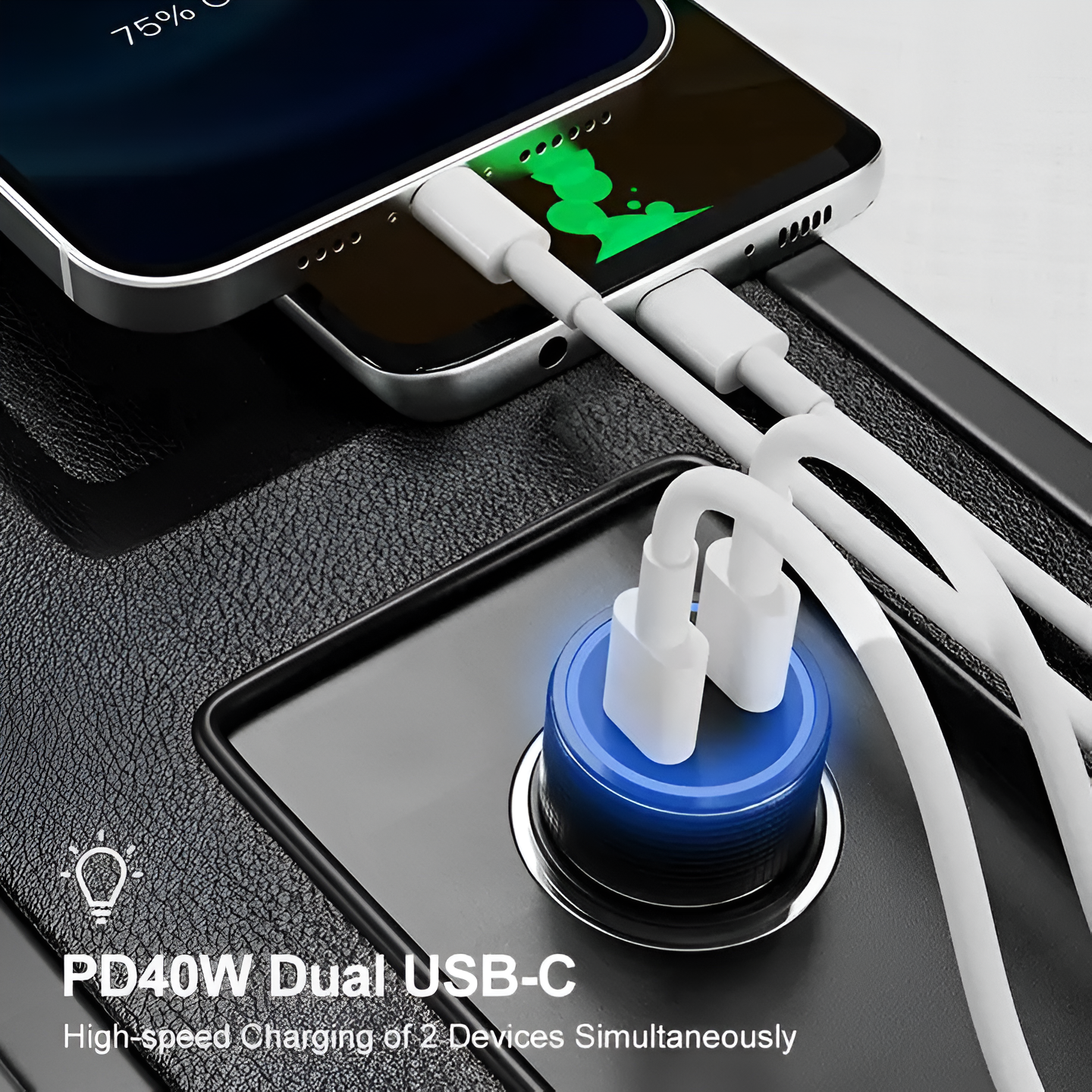 Cargador USB-C para Auto Dual Port Power Delivery 40W TM-200542