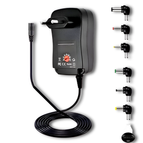 Transformador 12V Regulables 1.2A / 15W + 6 Plug Universales