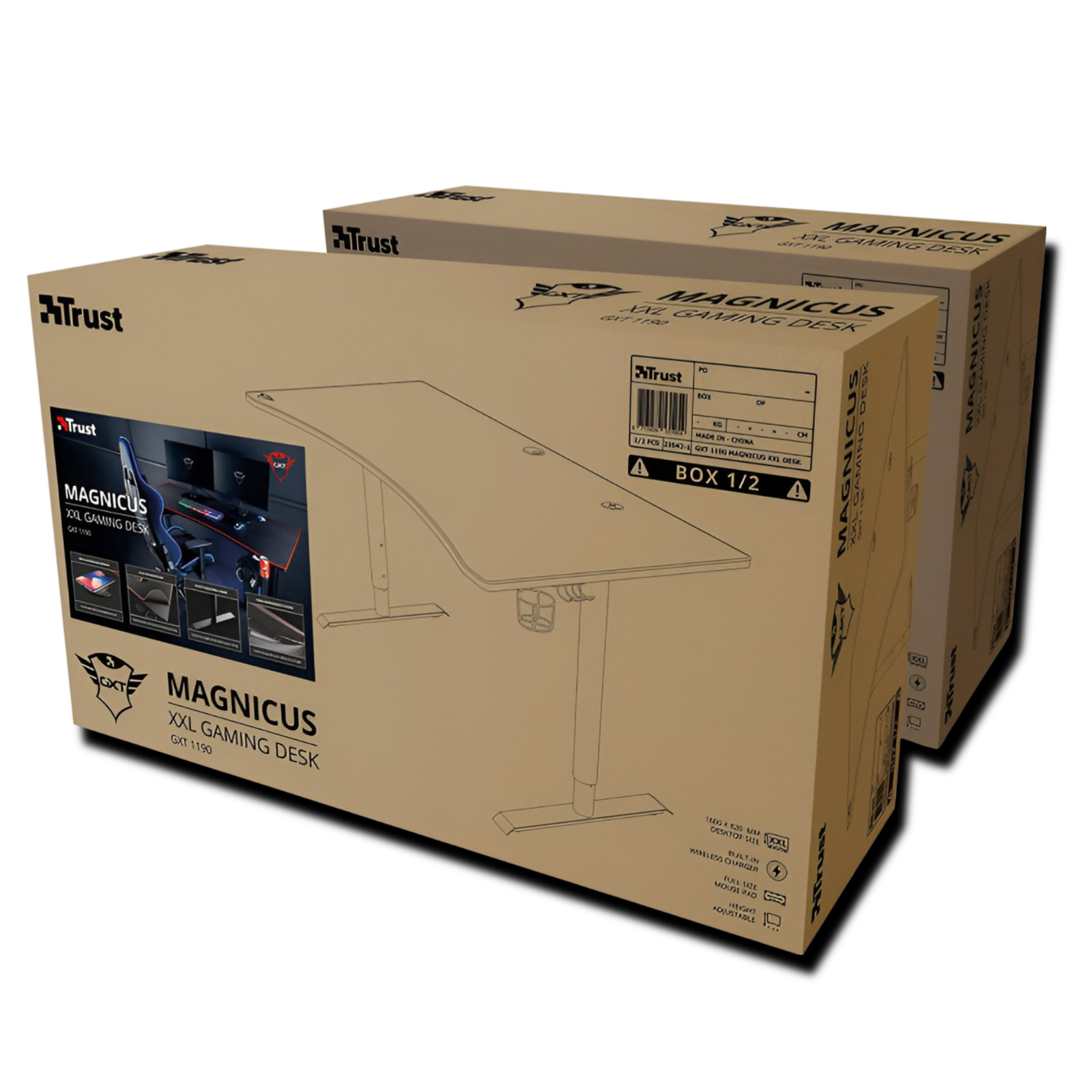 Escritorio Gamer Trust Magnicus GXT 1190 XXL + Wireless Qi