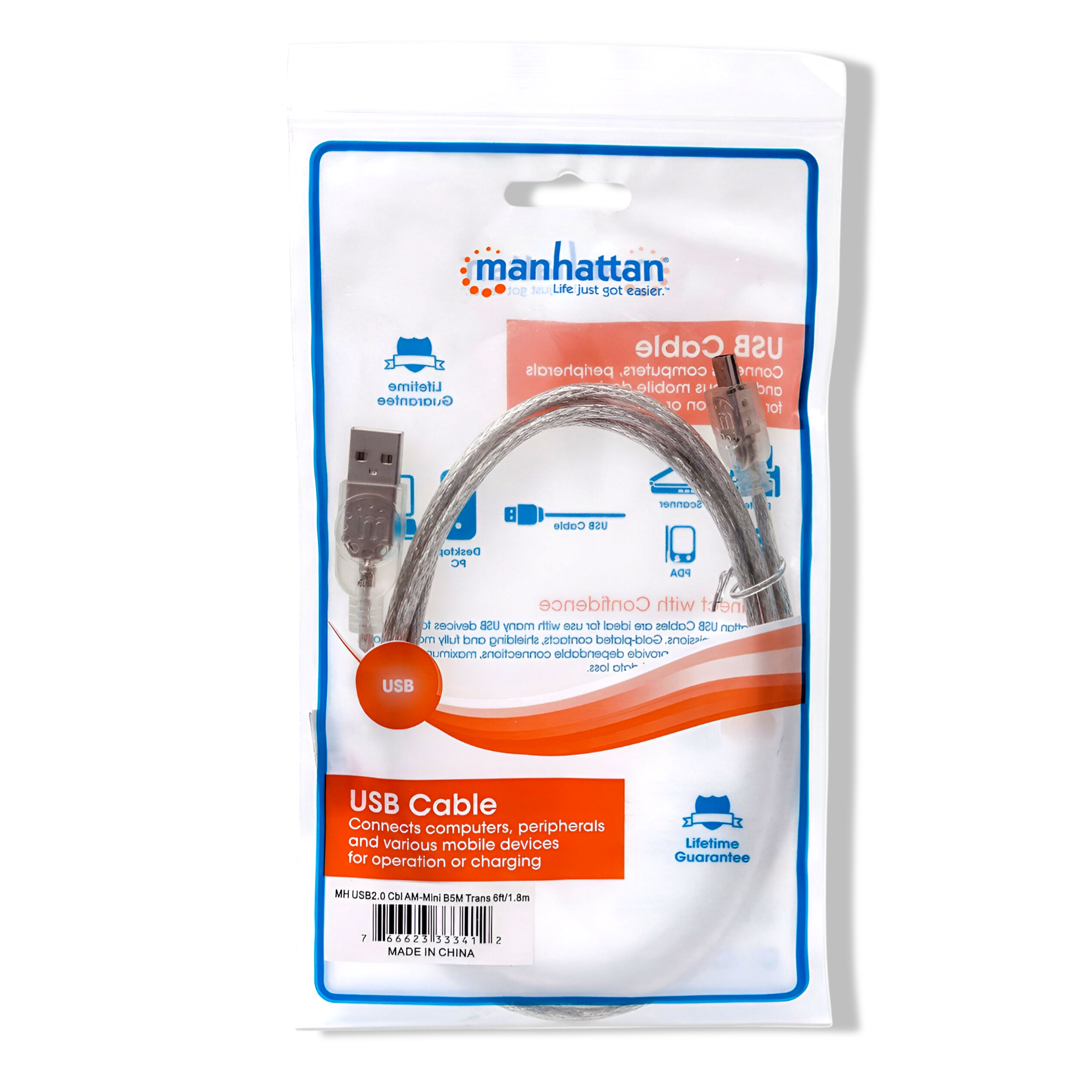 Cable De Datos Mini USB Profesional 1.8M Manhattan 5Pines V3