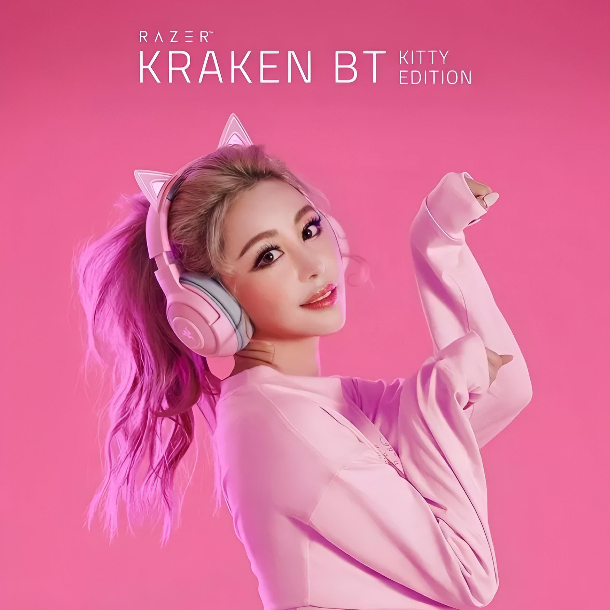 Audifonos Razer Rosado Kraken Bluetooth Kitty Gamer Edition