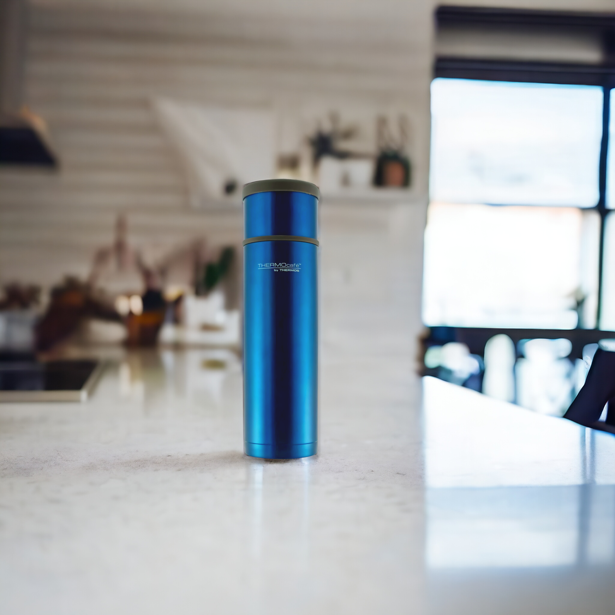 Termo Premium de Acero Inoxidable 1L Azul Metalizado 12H/24H