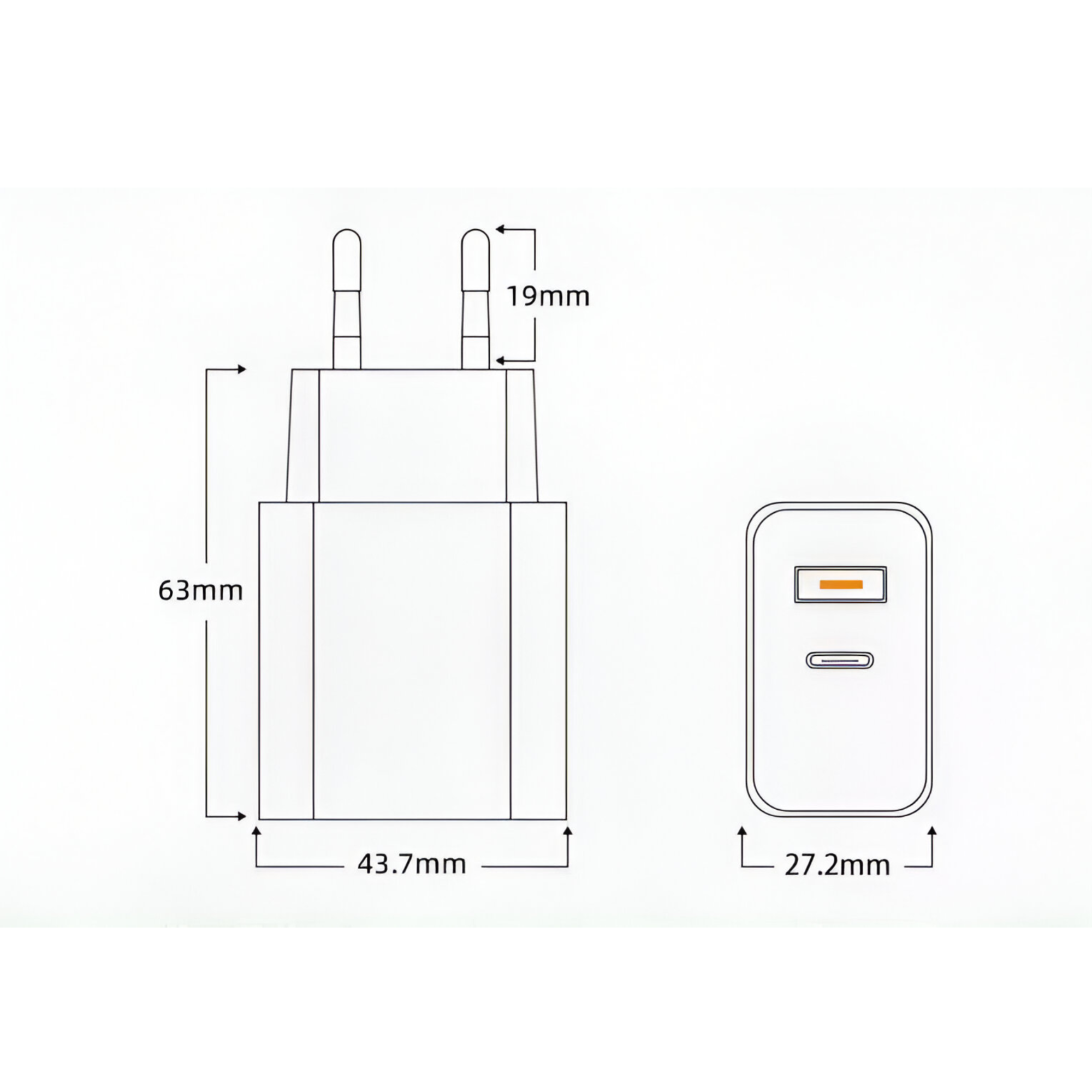 Cargador USB-C Power Delivery 20W + USB Quick Charge 3.0 20W
