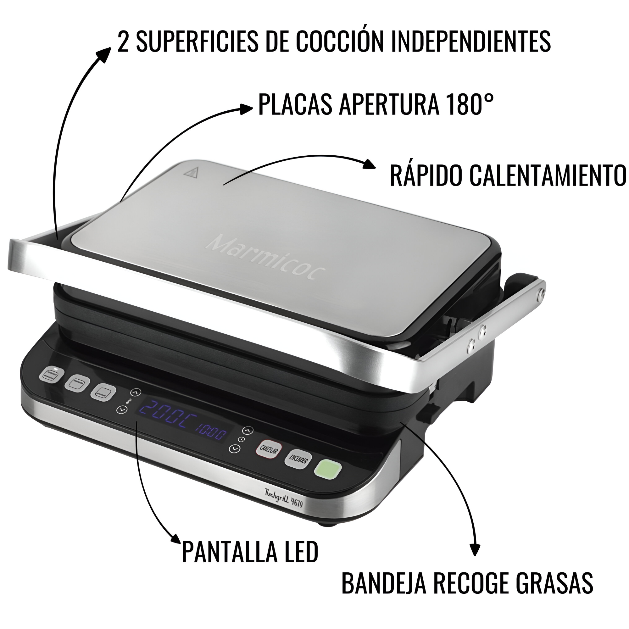 Panini Grill Profesional Marmicoc 4610 INOX Display Digital