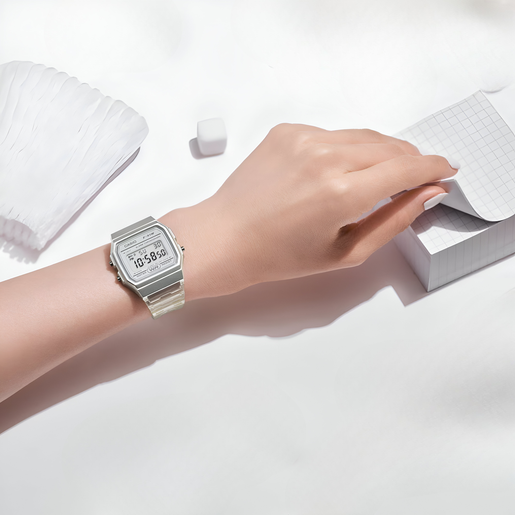 Reloj Digital Casio Mujer Silver F-91WS-7DF