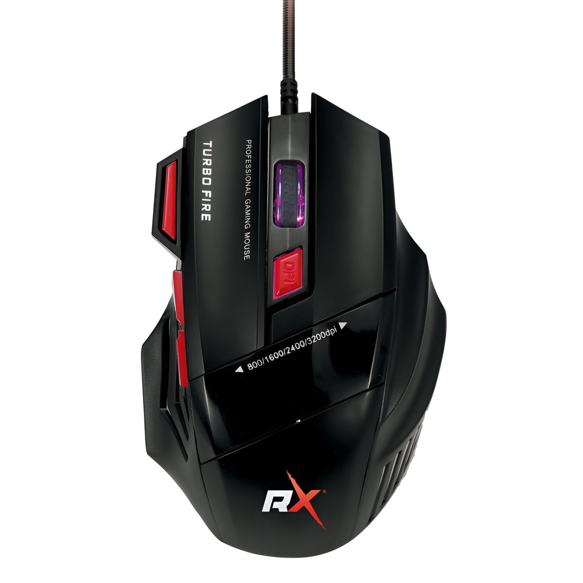 Mouse Gamer 7 Botones 3200 DPI + Turbo Fire Reptilex Rx0006