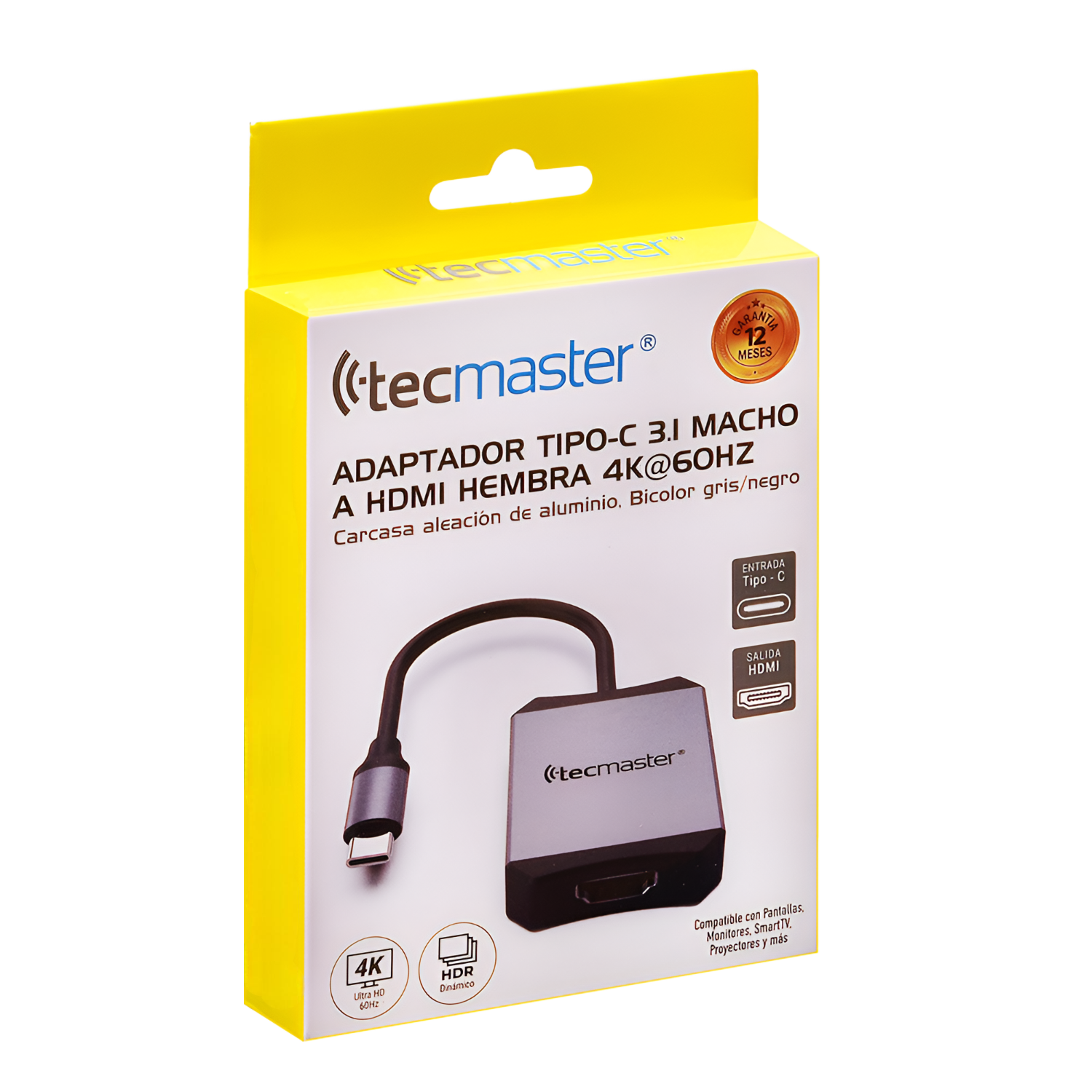 Adaptador Type-C a HDMI Hembra 4K 60Hz Tecmaster TM-100540