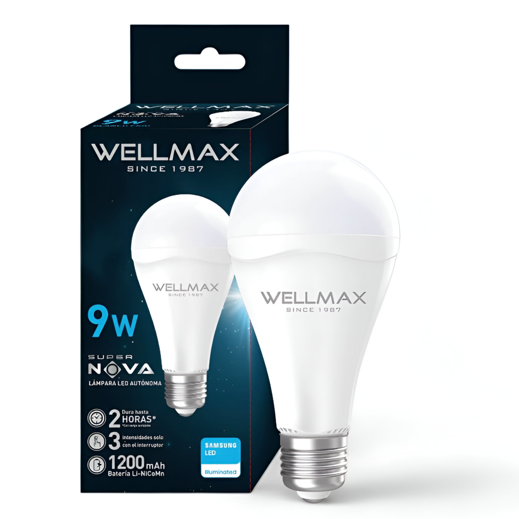 Ampolleta LED Recargable de Emergencia Wellmax Super Nova 9W