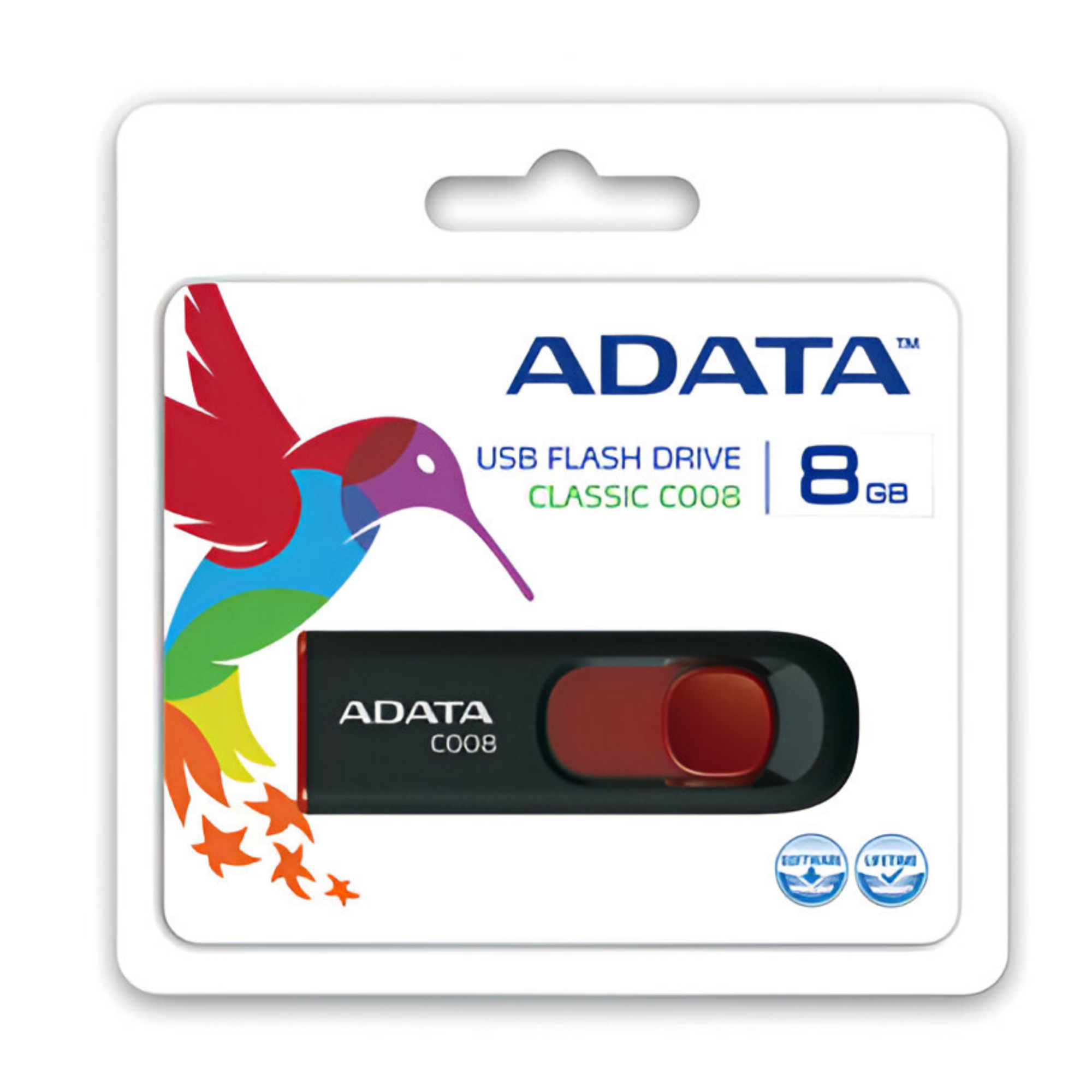 Pendrive ADATA 8 GB USB 2.0 Negro / Rojo - AC008-8G-RKD