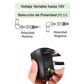 Transformador 15V Regulables 3A / 45W + 8 Plug Universales