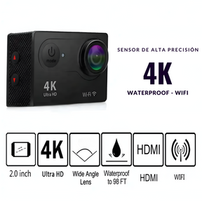 Cámara de Acción Deportiva 4K Waterproof Ultra HD 104K Wifi